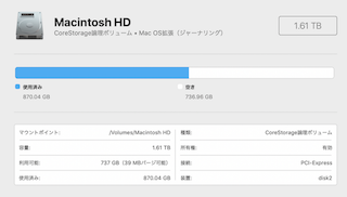 FusionDrive領域を確認