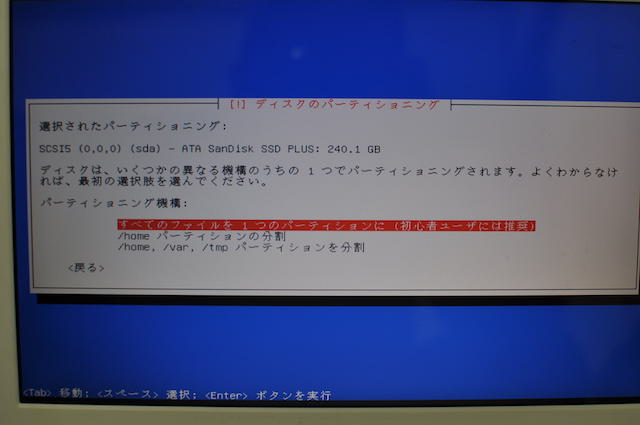 KaliLinuxのインストールディスク設定画面