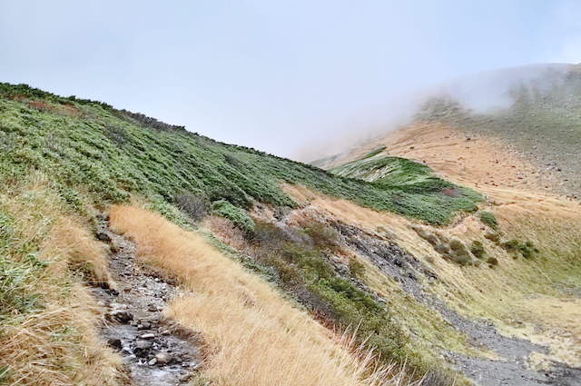 鳥海山、鳥海湖南側を歩く
