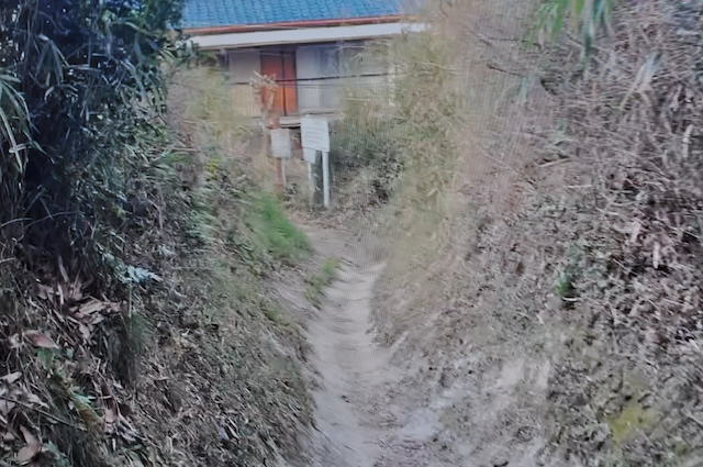 三浦アルプス、砲台道と二子山自然遊歩道との合流点の道標